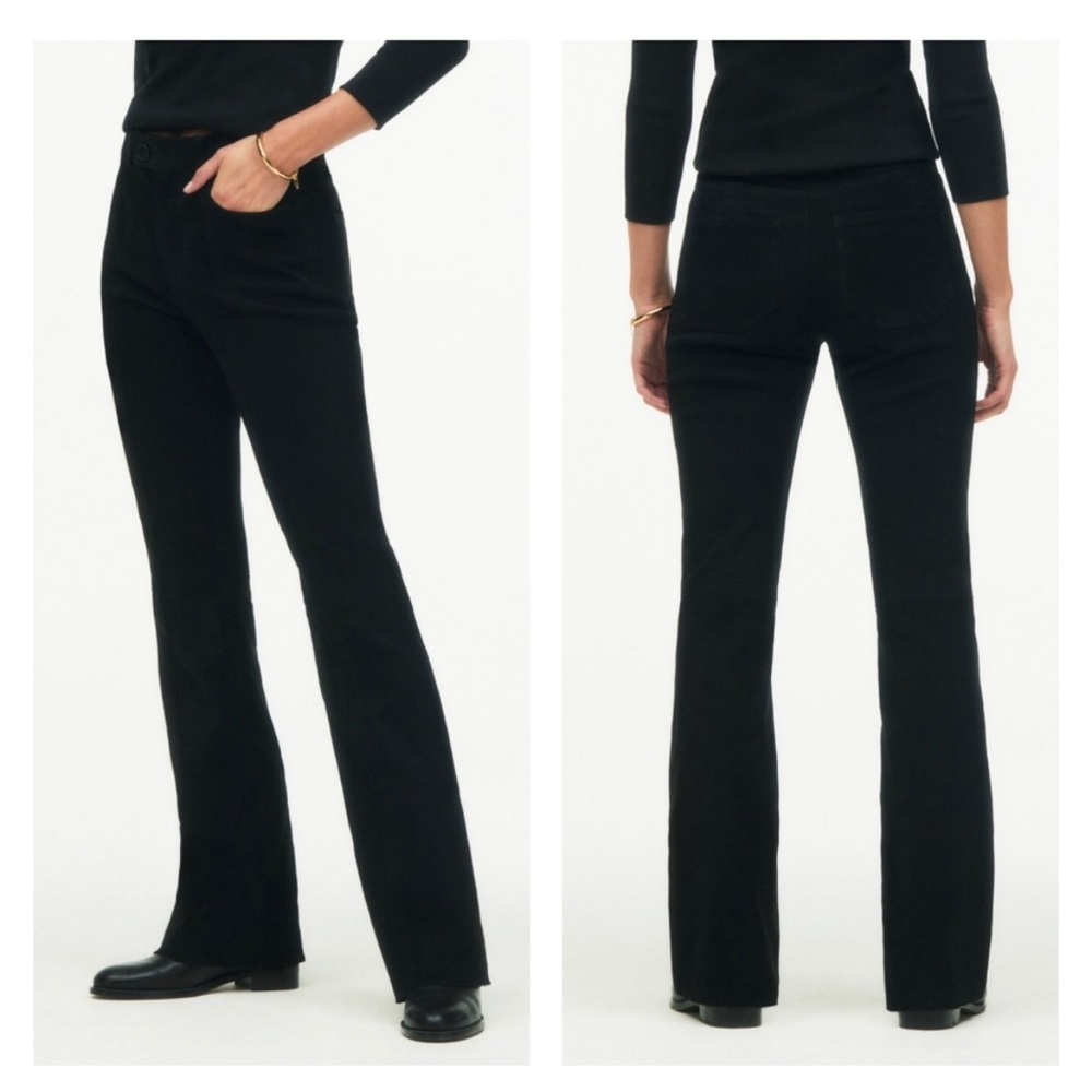 Zara Lambskin Suede Bootcut High-Waist Stretch Pants